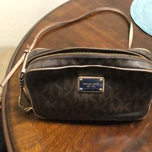 Tan and brown Michael Kors crossbody purse